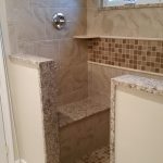 brown speckled granite shower