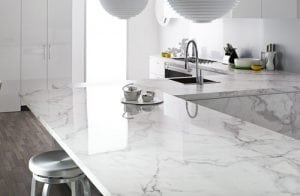 a beautiful white caesarstone countertop with sink